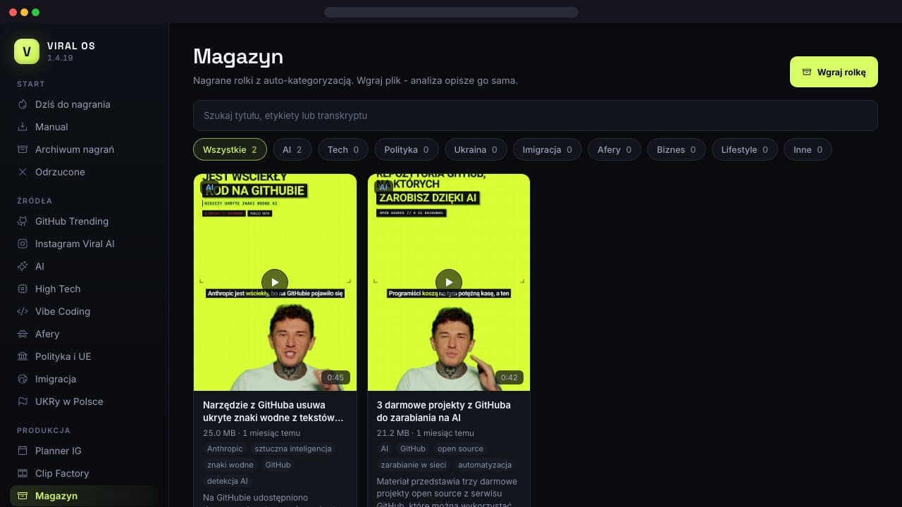 Viral OS: mój social media manager z AI: zrzut ekranu 3