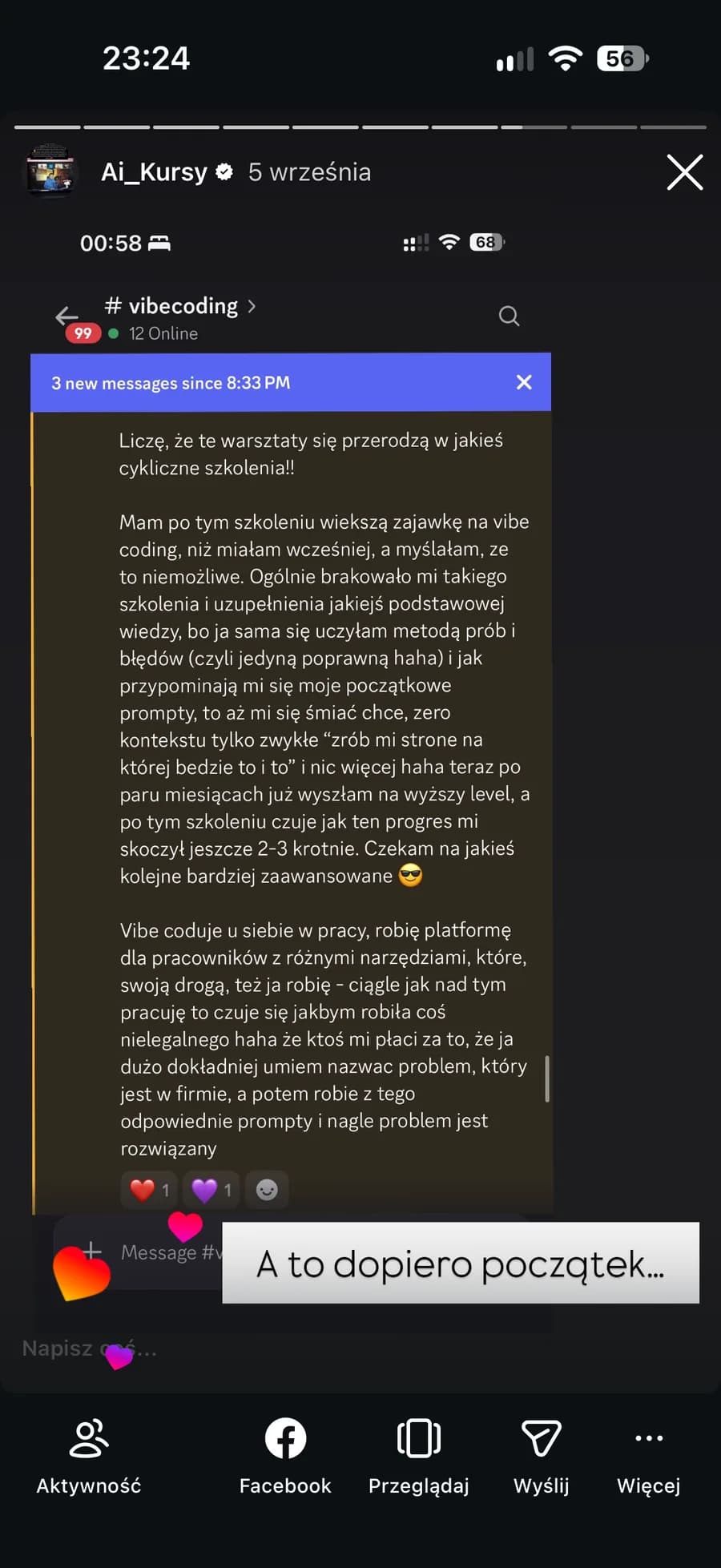 Opinia Gabrieli Wójcik z Discorda: po szkoleniu progres skoczył jej jeszcze 2-3 razy